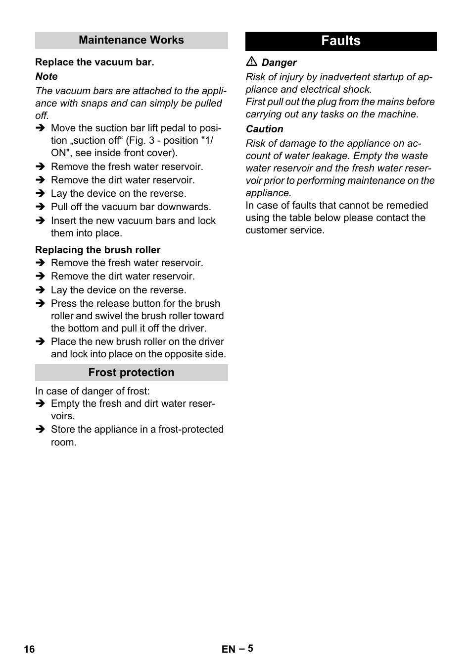 Faults | Karcher BR 30-4 C Adv User Manual | Page 16 / 244