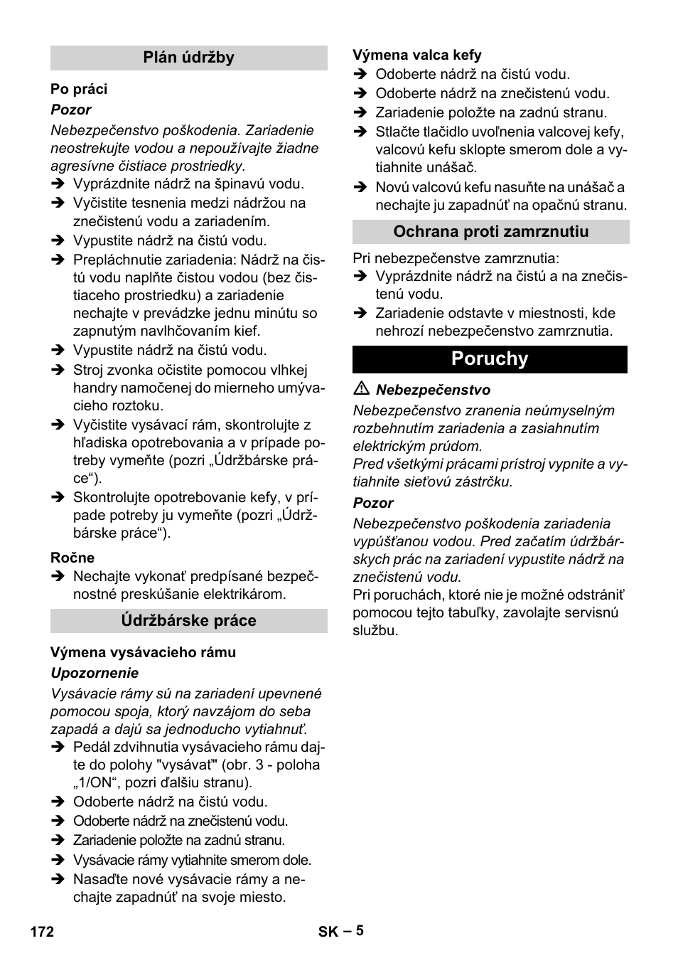 Poruchy | Karcher BR 30-4 C Adv User Manual | Page 172 / 244