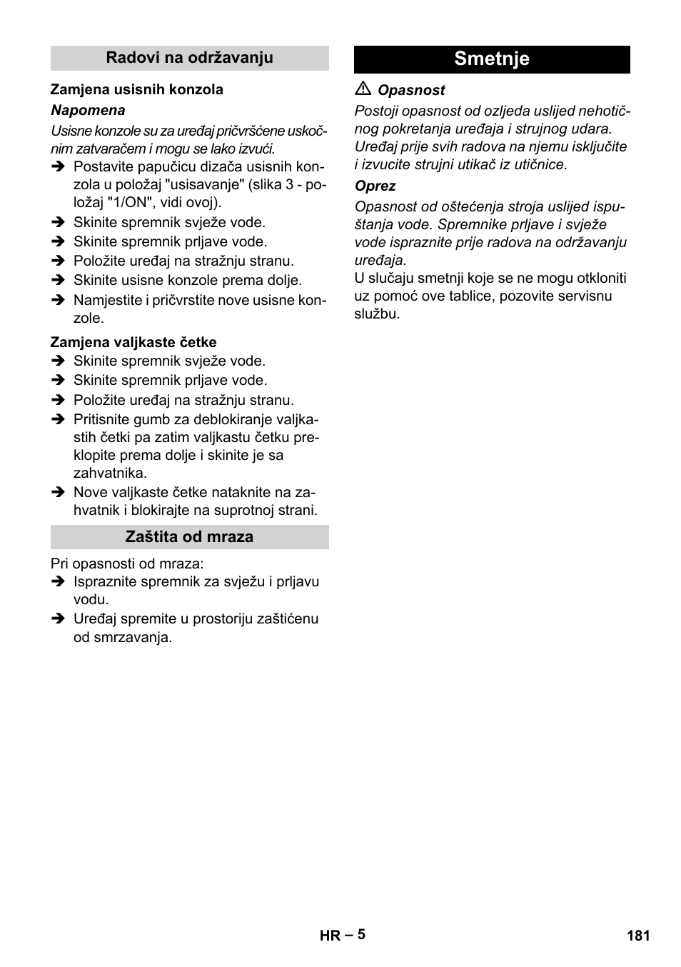 Smetnje | Karcher BR 30-4 C Adv User Manual | Page 181 / 244
