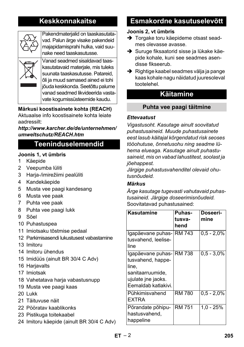 Keskkonnakaitse | Karcher BR 30-4 C Adv User Manual | Page 205 / 244
