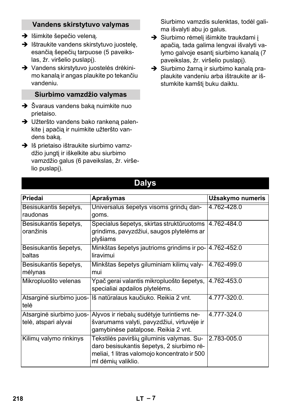 Dalys | Karcher BR 30-4 C Adv User Manual | Page 218 / 244