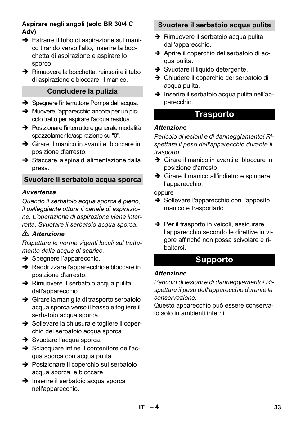 Trasporto supporto | Karcher BR 30-4 C Adv User Manual | Page 33 / 244