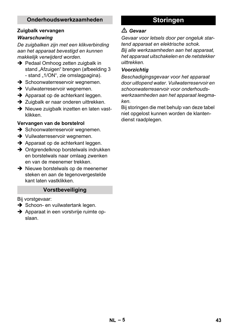 Storingen | Karcher BR 30-4 C Adv User Manual | Page 43 / 244