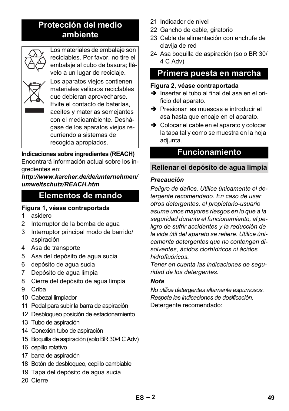 Protección del medio ambiente | Karcher BR 30-4 C Adv User Manual | Page 49 / 244