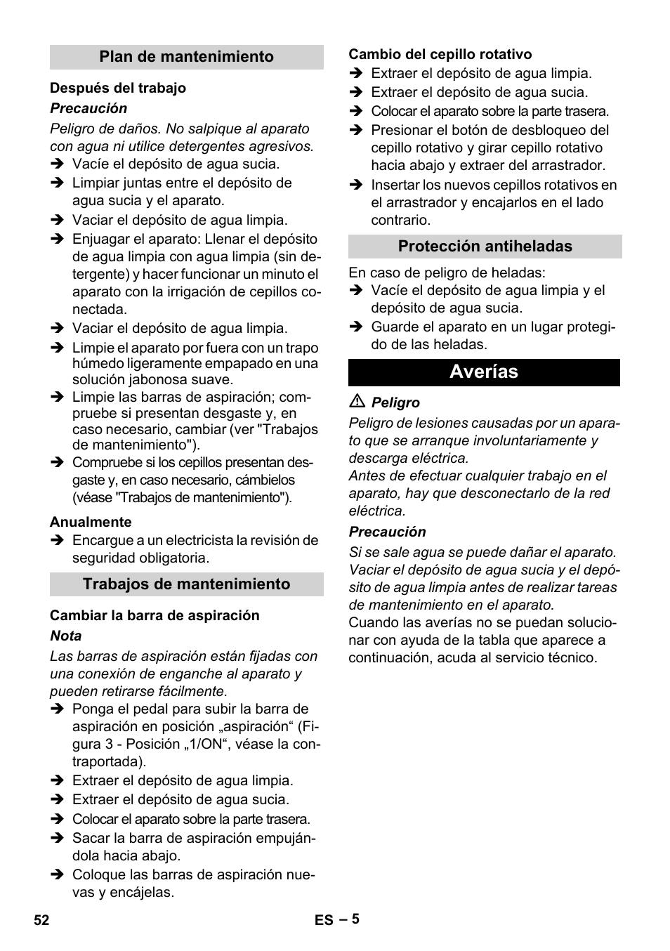 Averías | Karcher BR 30-4 C Adv User Manual | Page 52 / 244