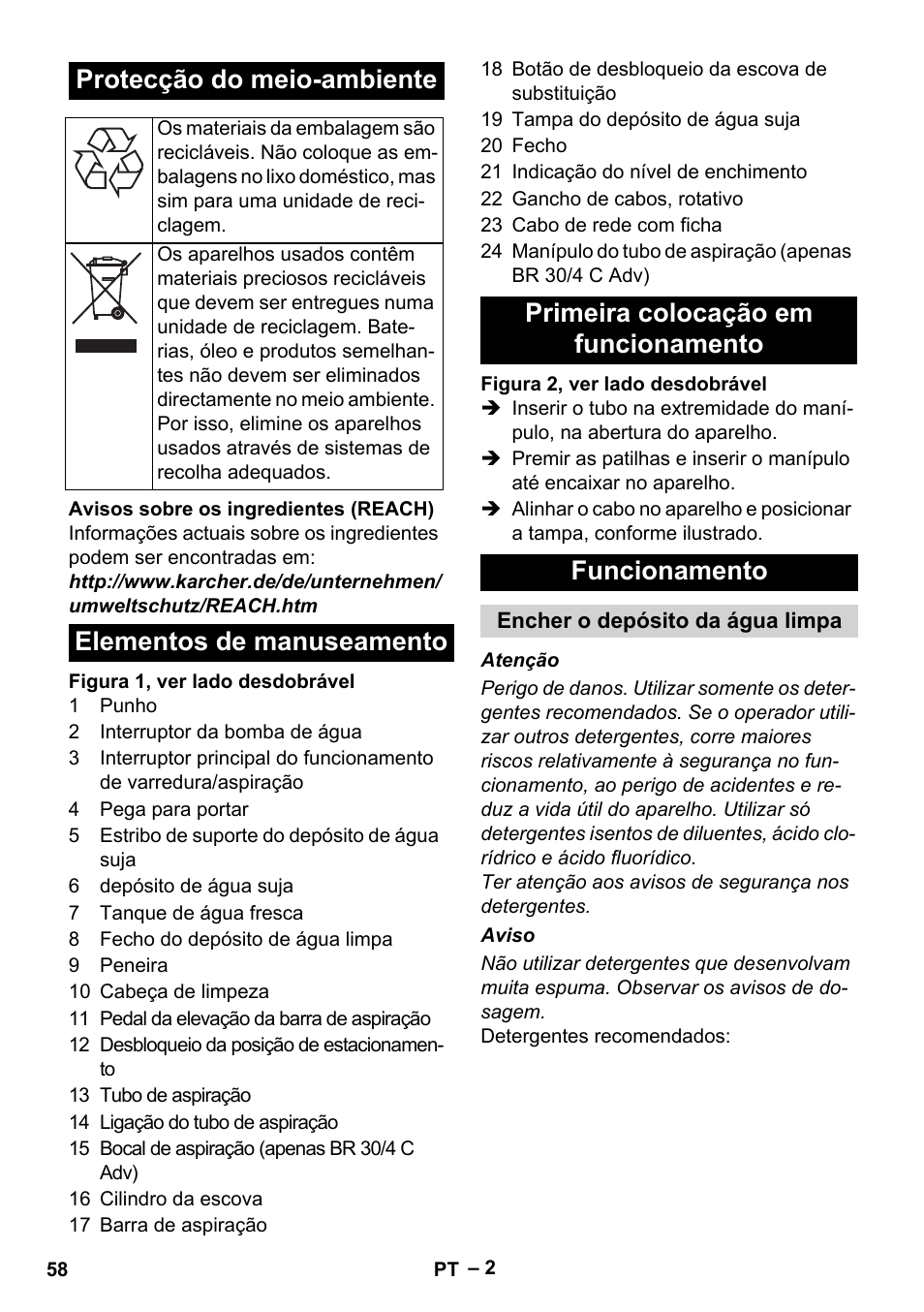 Protecção do meio-ambiente | Karcher BR 30-4 C Adv User Manual | Page 58 / 244