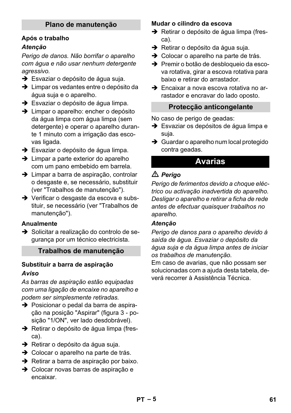 Avarias | Karcher BR 30-4 C Adv User Manual | Page 61 / 244