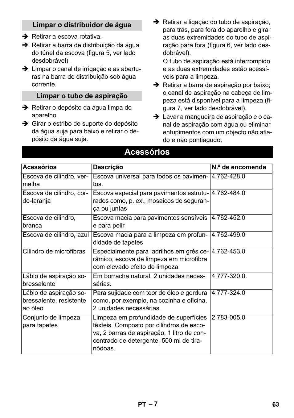 Acessórios | Karcher BR 30-4 C Adv User Manual | Page 63 / 244