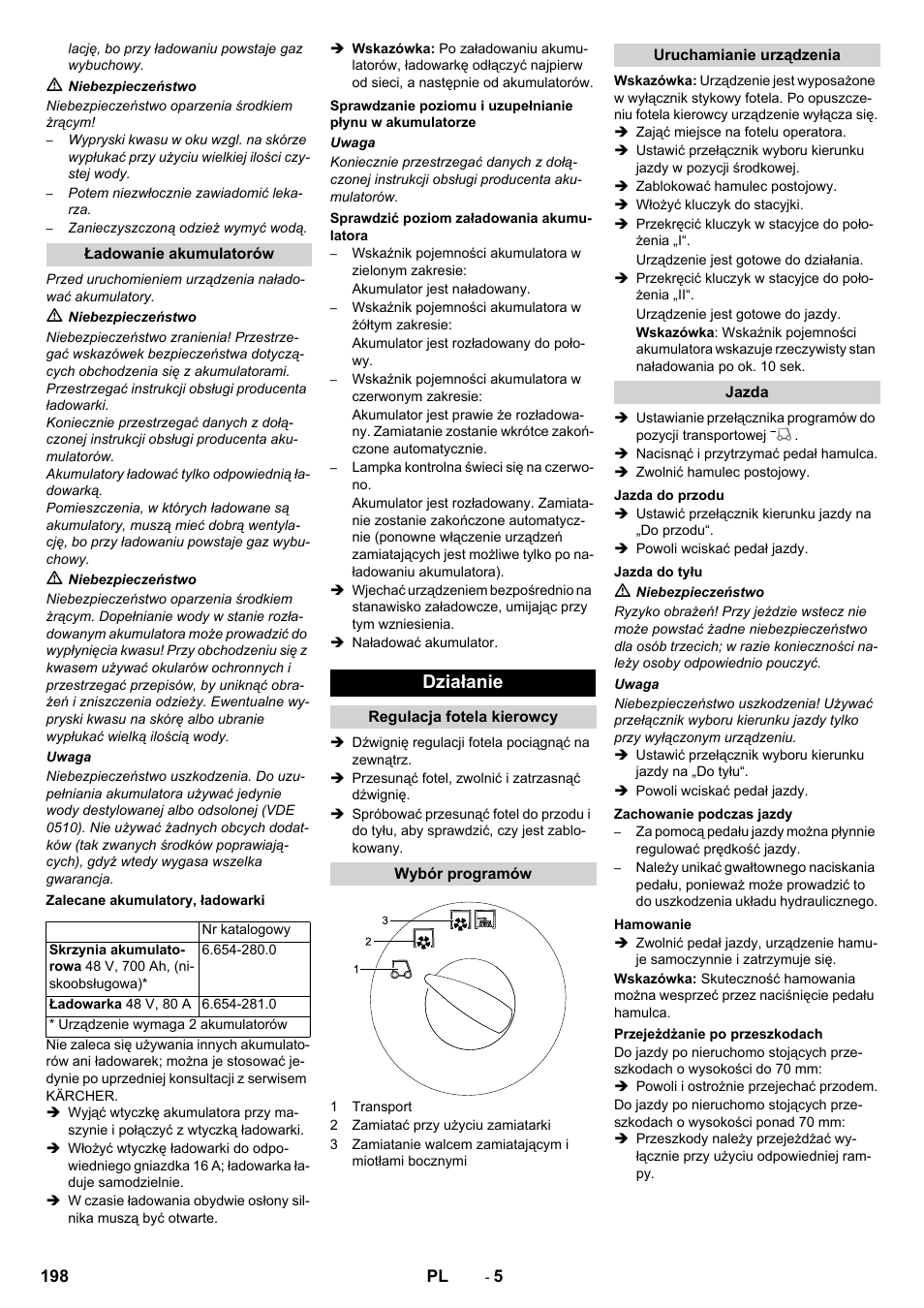 Działanie | Karcher KM 150-500 BAT User Manual | Page 198 / 332