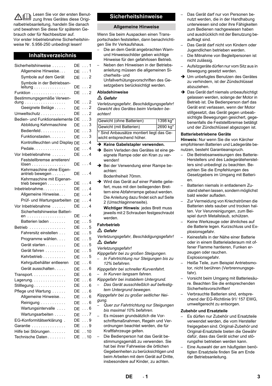 Karcher KM 150-500 BAT User Manual | Page 3 / 332