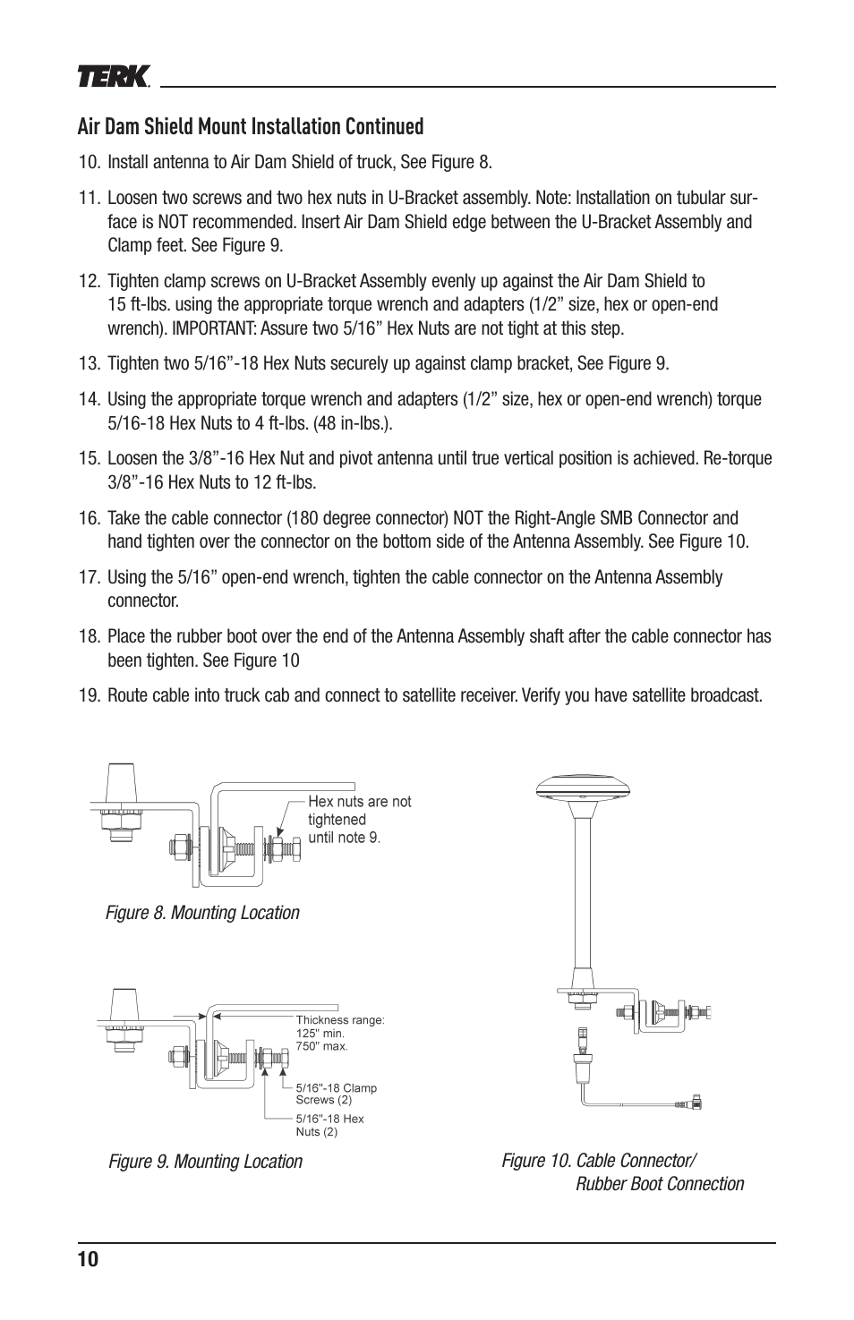 Air dam shield mount installation continued | Audiovox TERK SIR4 User Manual | Page 10 / 12