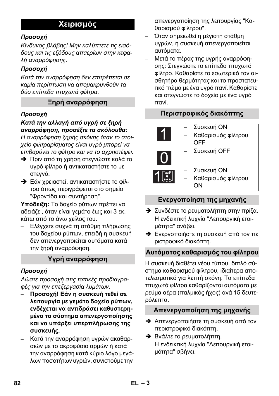 Χειρισμός | Karcher IVC 60-30 Tact User Manual | Page 82 / 192