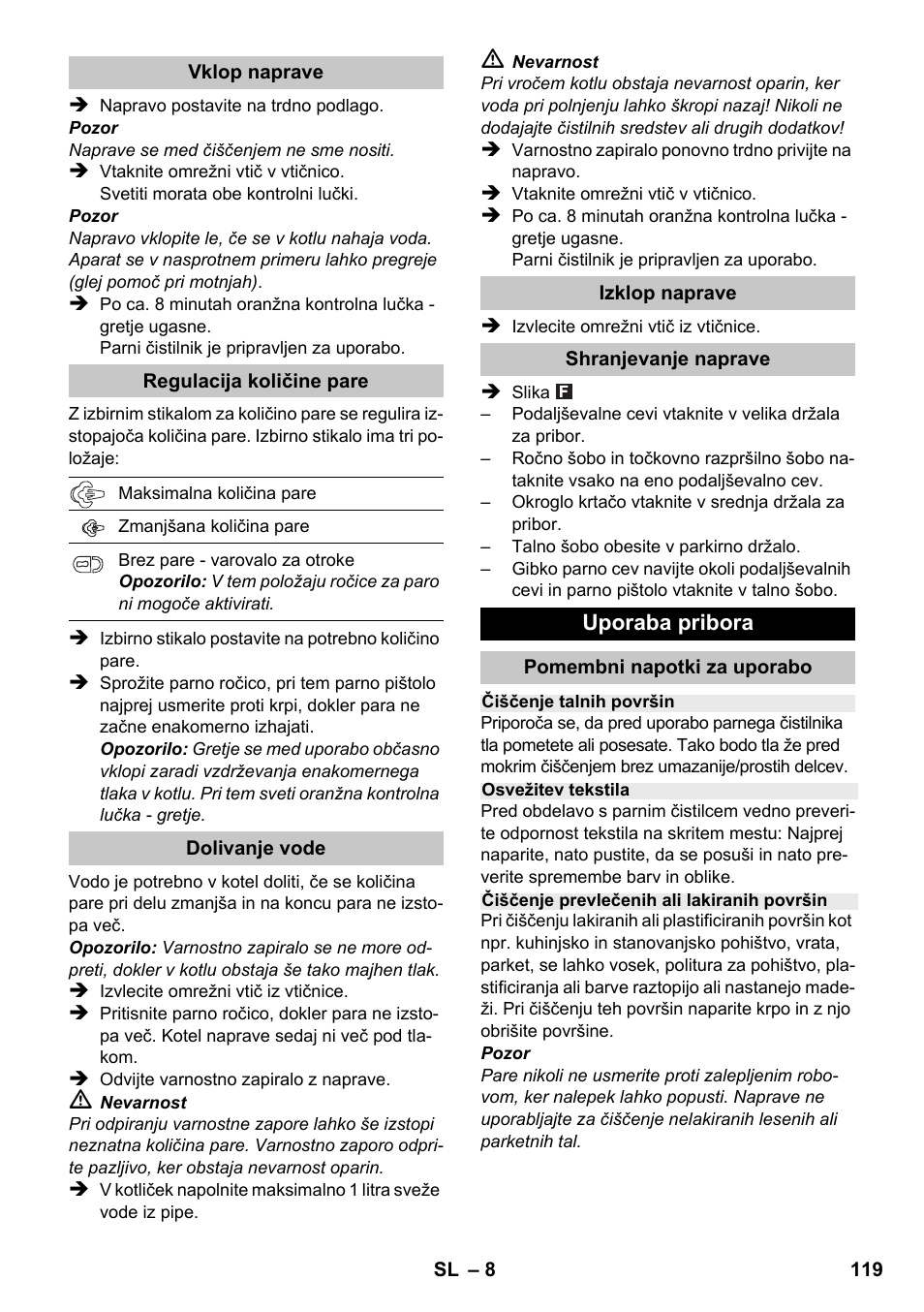 Karcher SC 1-020 User Manual | Page 119 / 202