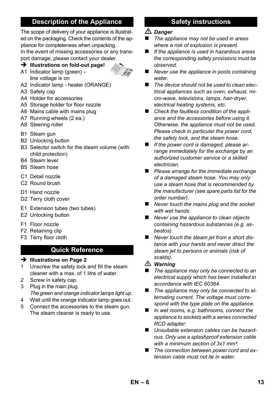 Karcher SC 1-020 User Manual | Page 13 / 202
