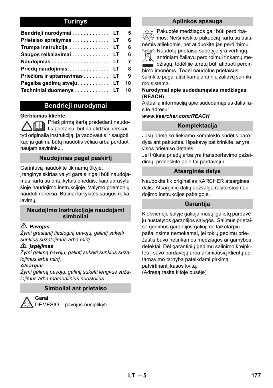 Lietuviškai | Karcher SC 1-020 User Manual | Page 177 / 202