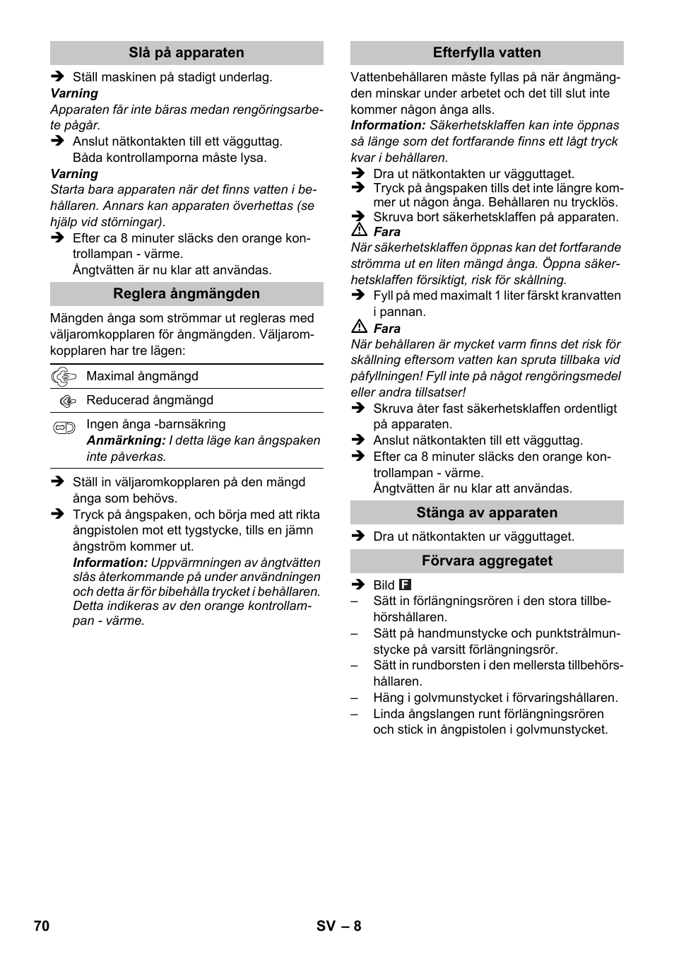 Karcher SC 1-020 User Manual | Page 70 / 202