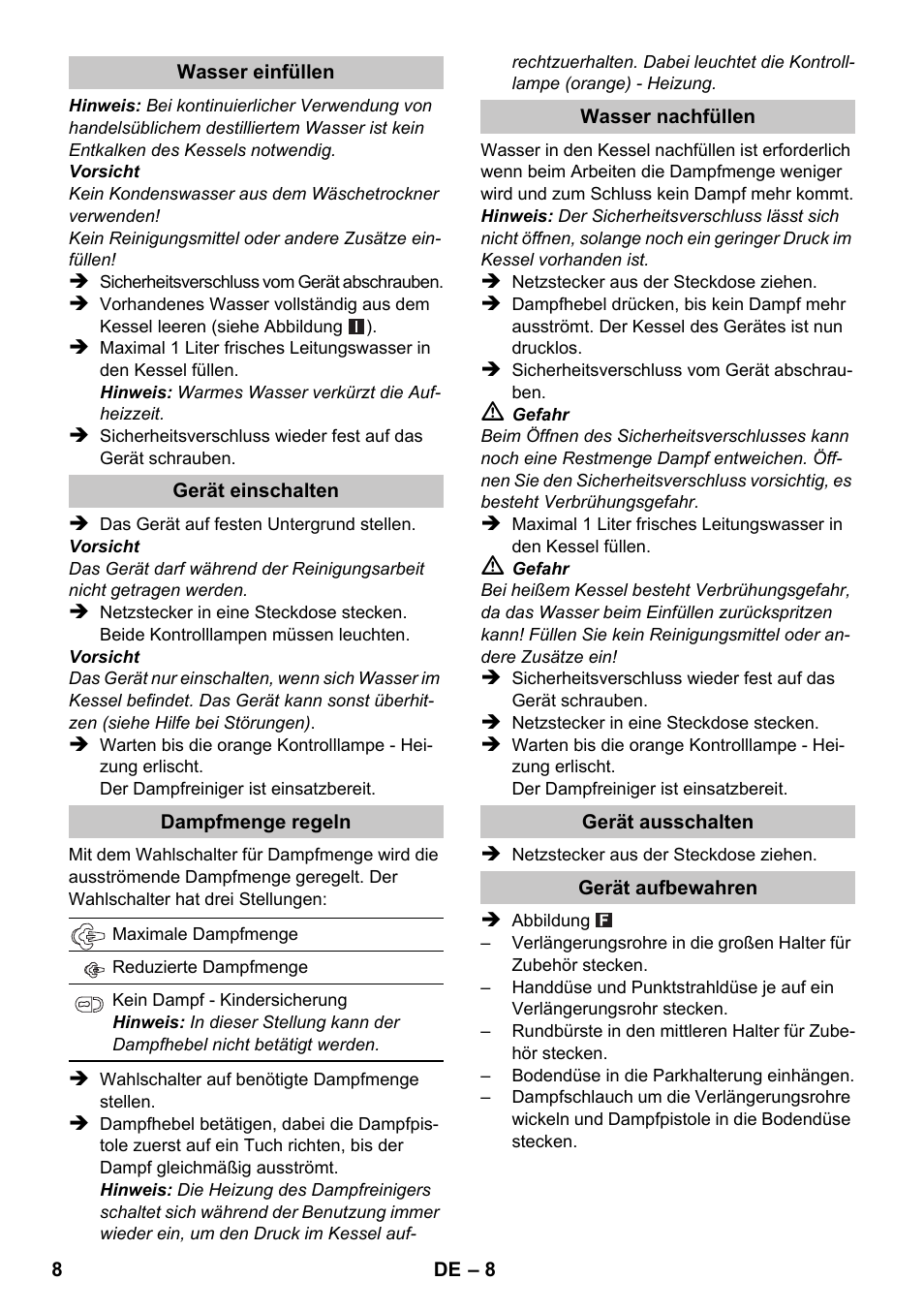 Karcher SC 1-020 User Manual | Page 8 / 202