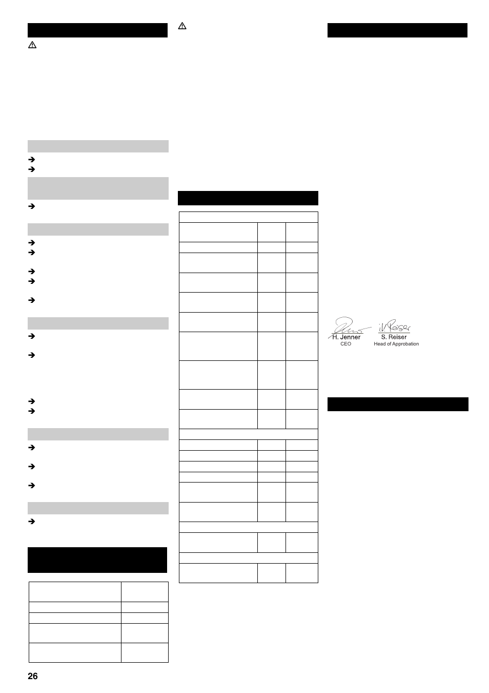 Subsanación de averías, Accesorios y piezas de re- puesto, Datos técnicos | Declaración ce, Garantía | Karcher BRC 45-45 C User Manual | Page 26 / 112