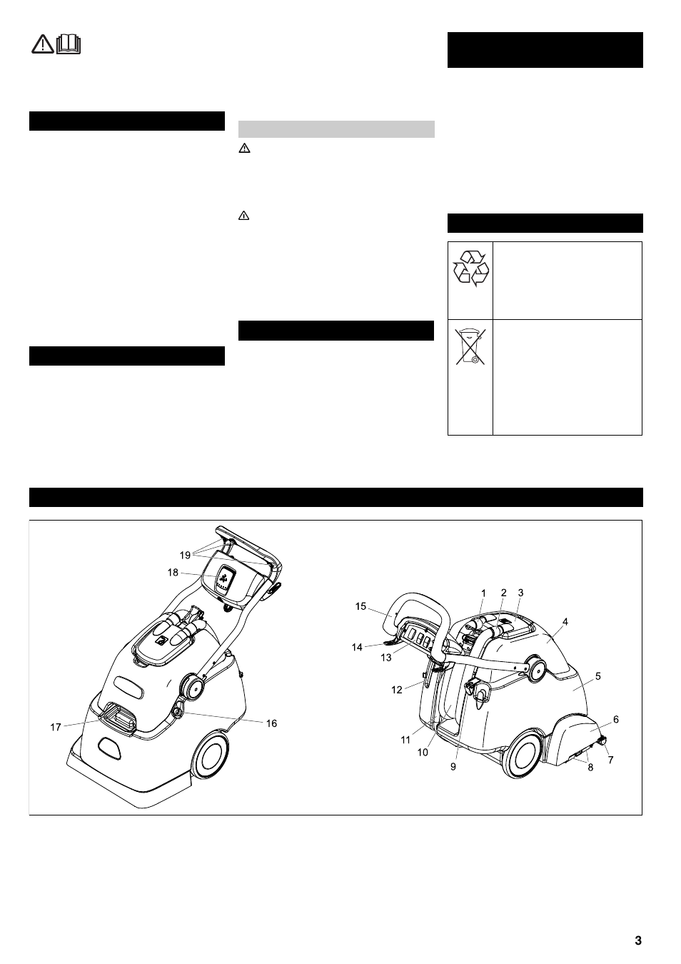 Inhaltsverzeichnis sicherheitshinweise, Bedien- und funktionselemente | Karcher BRC 45-45 C User Manual | Page 3 / 112