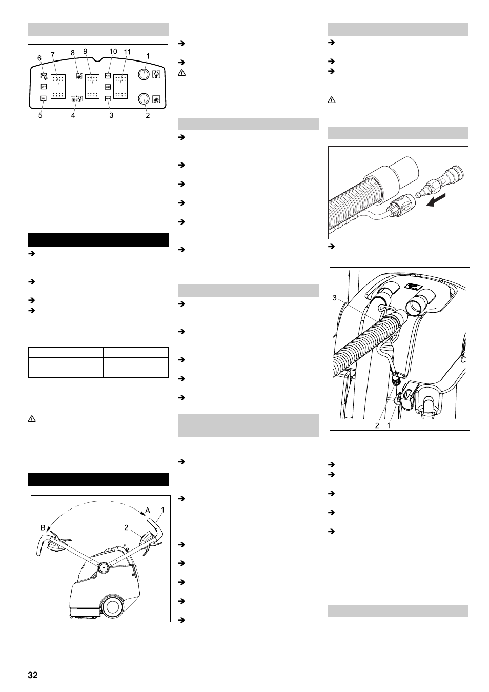 Ibrugtagning, Betjening | Karcher BRC 45-45 C User Manual | Page 32 / 112