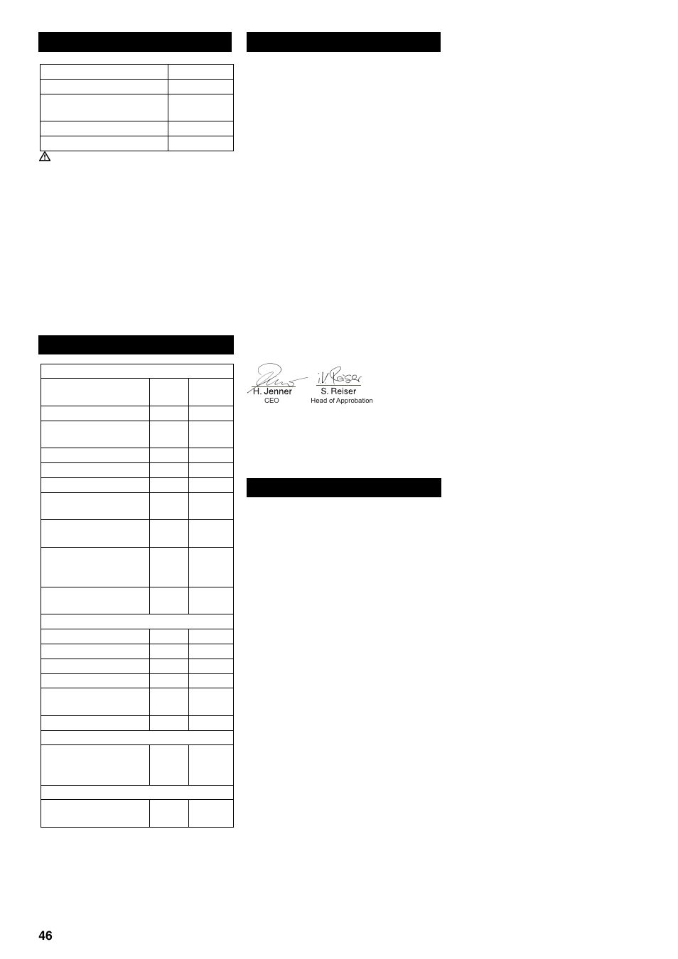 Varusteet ja varaosat, Tekniset tiedot, Ce-todistus | Takuu | Karcher BRC 45-45 C User Manual | Page 46 / 112