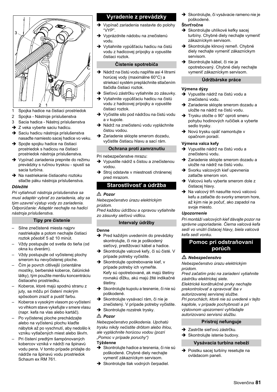 Vyradenie z prevádzky, Starostlivosť a údržba, Pomoc pri odstraňovaní porúch | Karcher BRC 45-45 C User Manual | Page 81 / 112