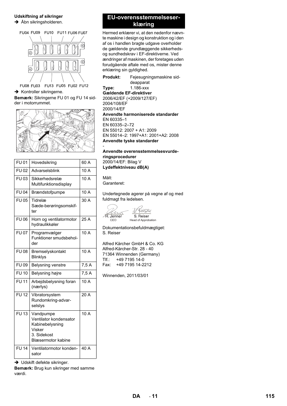 Eu-overensstemmelseser- klæring | Karcher KM 170-600 D User Manual | Page 115 / 428