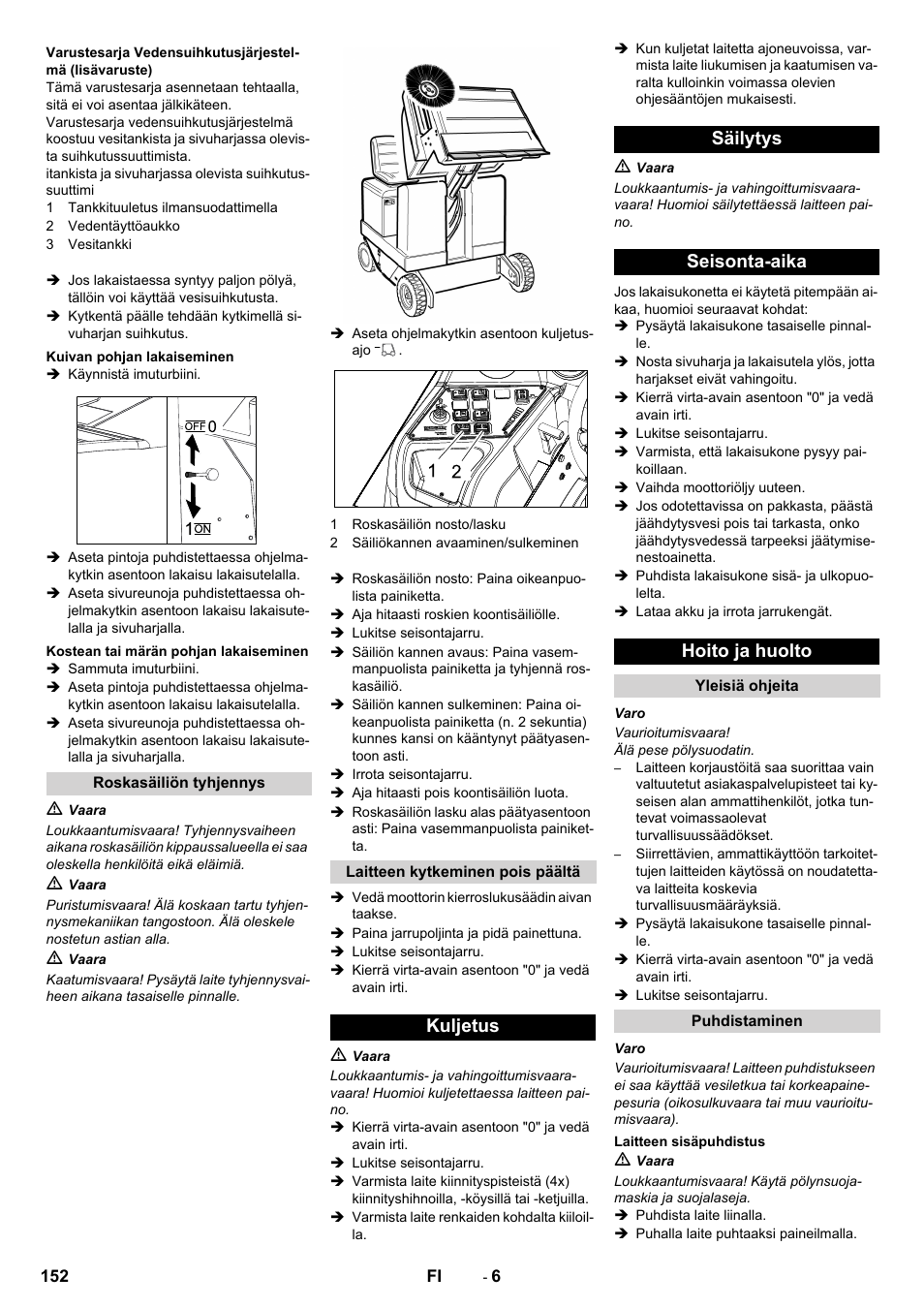 Kuljetus säilytys seisonta-aika hoito ja huolto | Karcher KM 170-600 D User Manual | Page 152 / 428