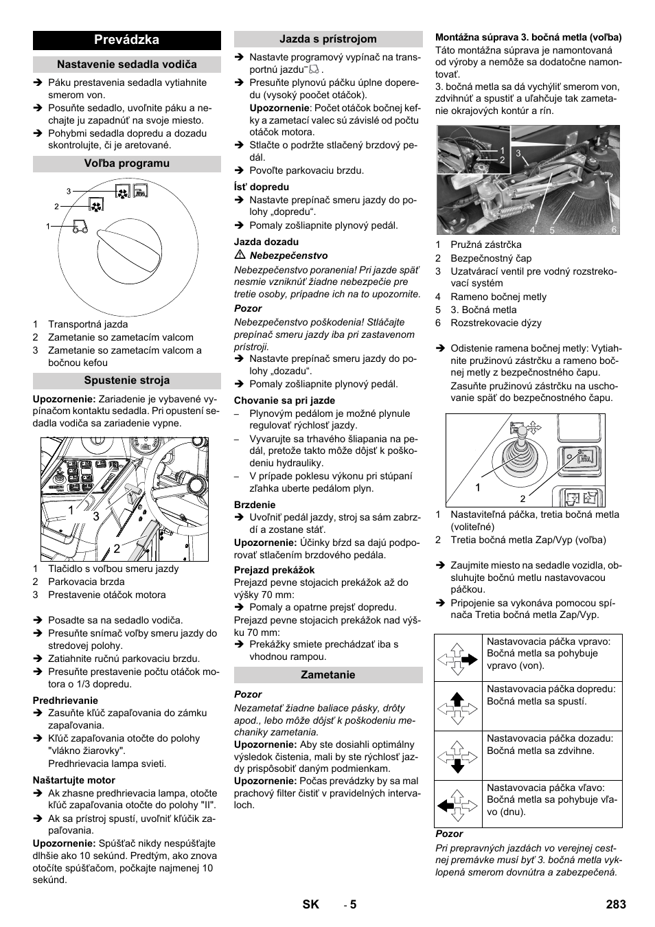 Prevádzka | Karcher KM 170-600 D User Manual | Page 283 / 428