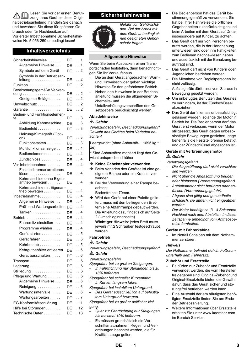 Karcher KM 170-600 D User Manual | Page 3 / 428