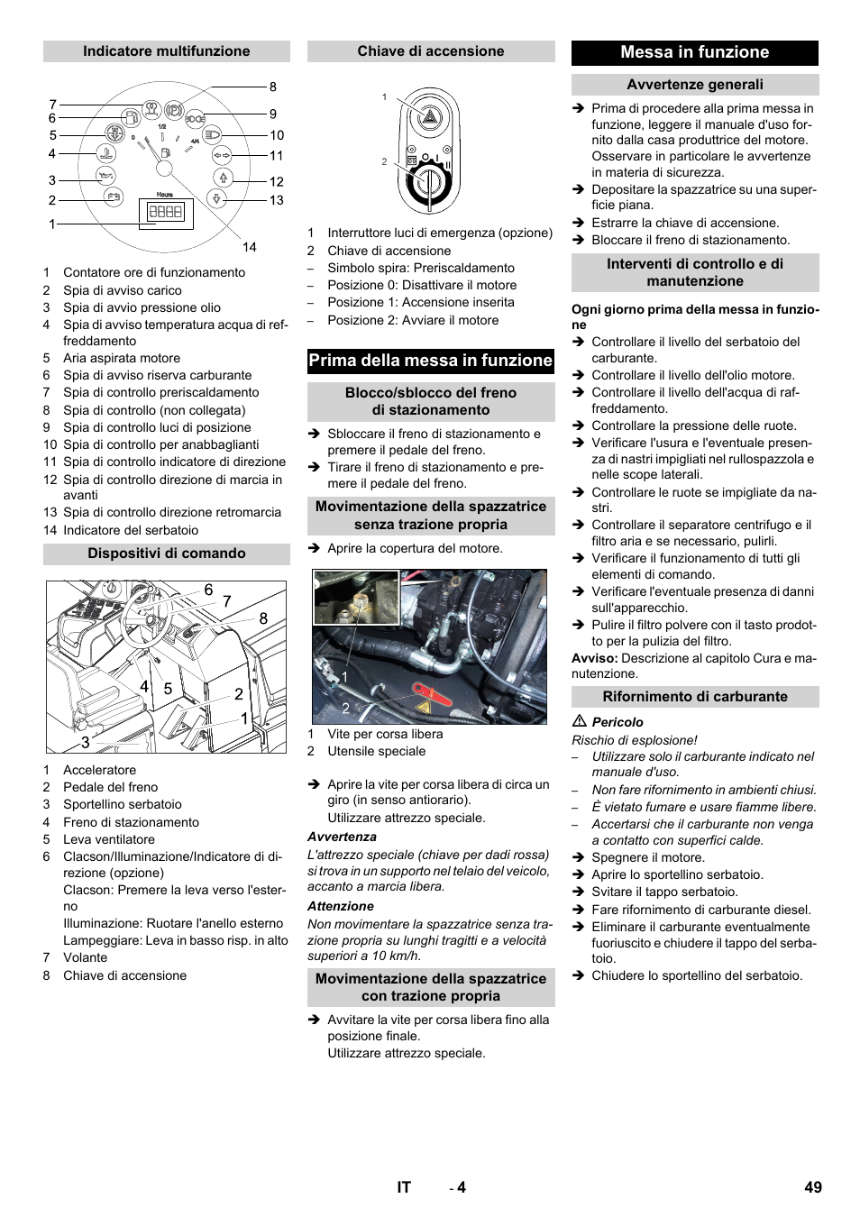 Prima della messa in funzione, Messa in funzione | Karcher KM 170-600 D User Manual | Page 49 / 428