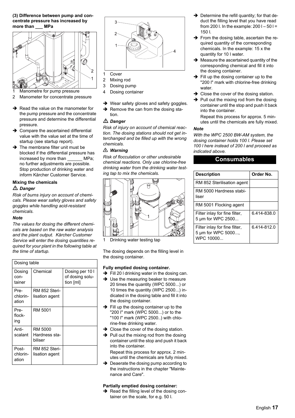 Consumables | Karcher Úpravna vody WPC 5000 CD User Manual | Page 17 / 98