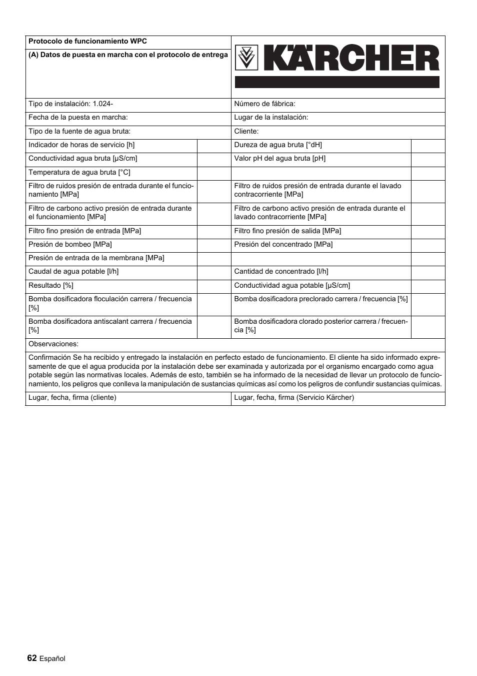 Karcher Úpravna vody WPC 5000 CD User Manual | Page 62 / 98