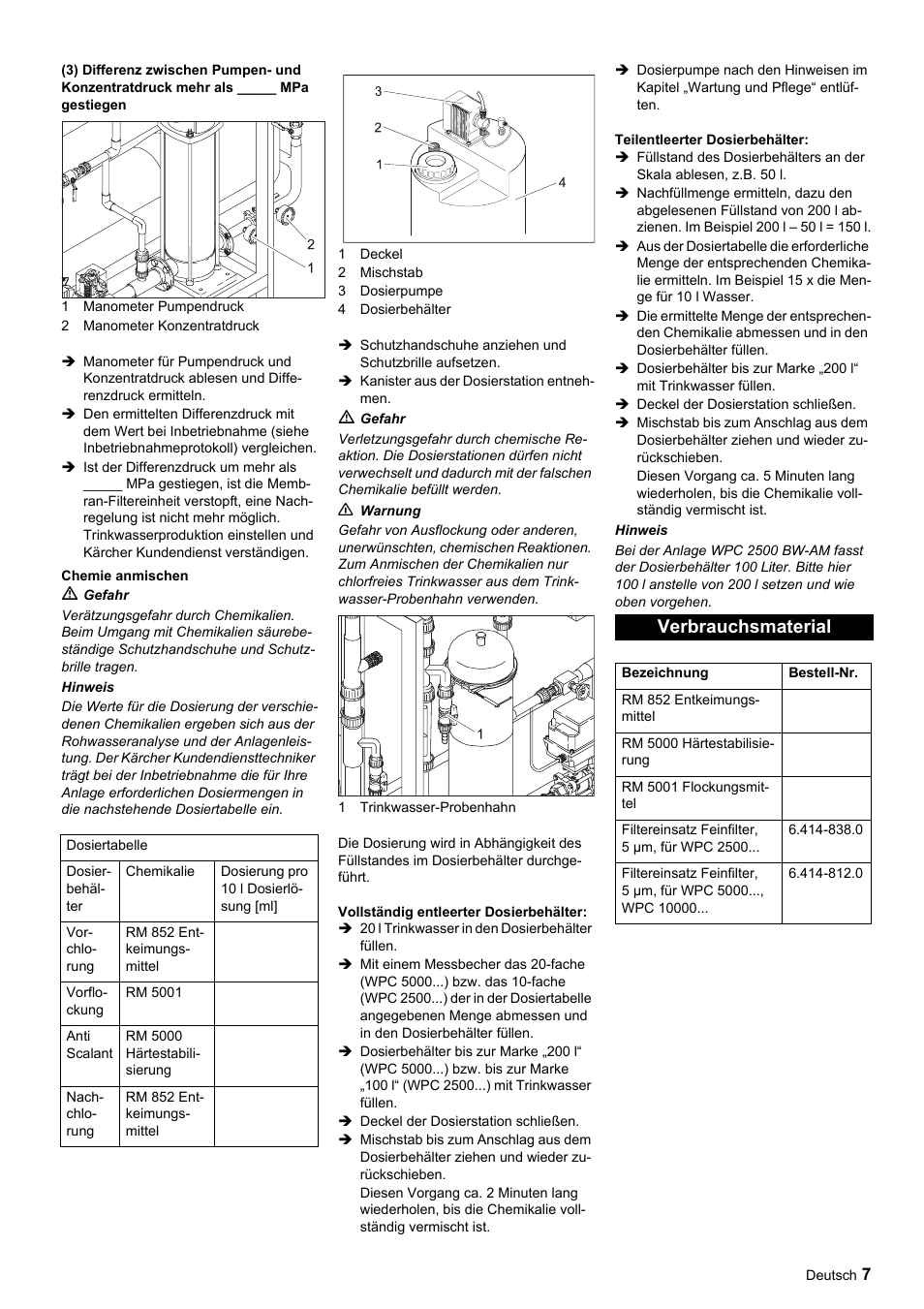 Verbrauchsmaterial | Karcher Úpravna vody WPC 5000 CD User Manual | Page 7 / 98