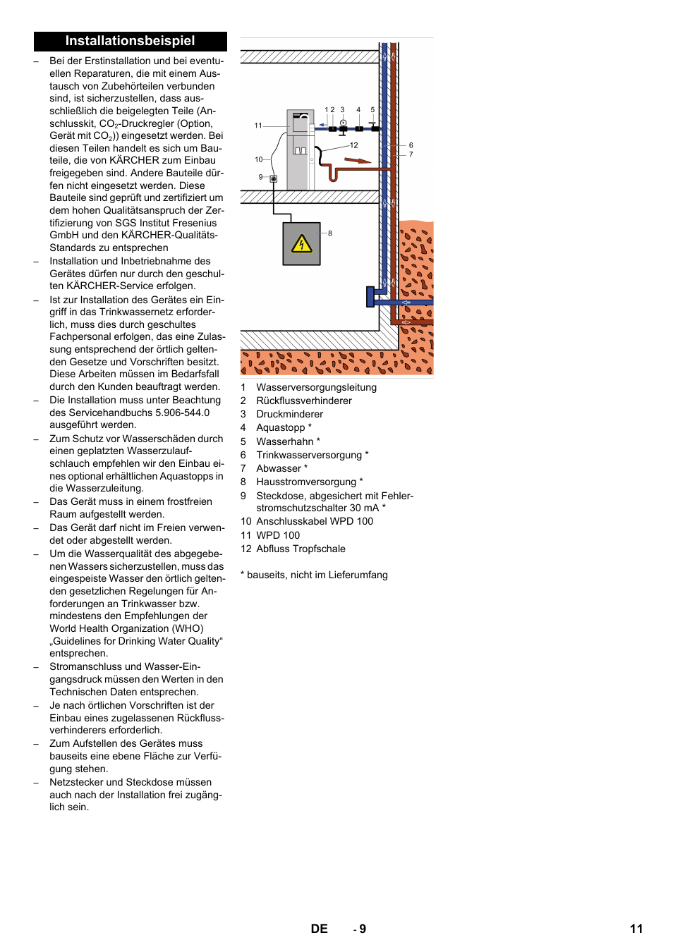 Installationsbeispiel, 11 de | Karcher WPD 100 T AC User Manual | Page 11 / 316