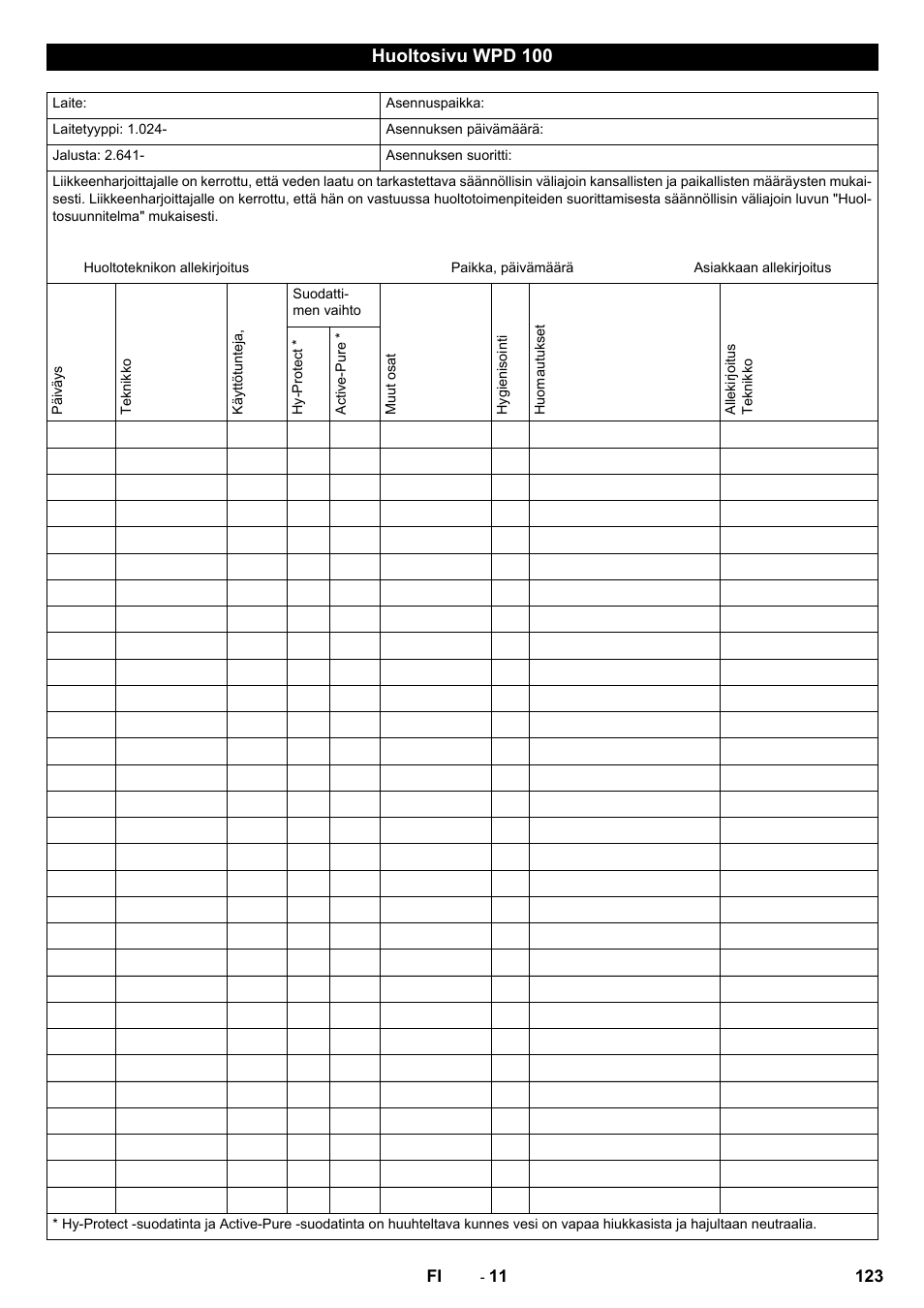 Huoltosivu wpd 100 | Karcher WPD 100 T AC User Manual | Page 123 / 316