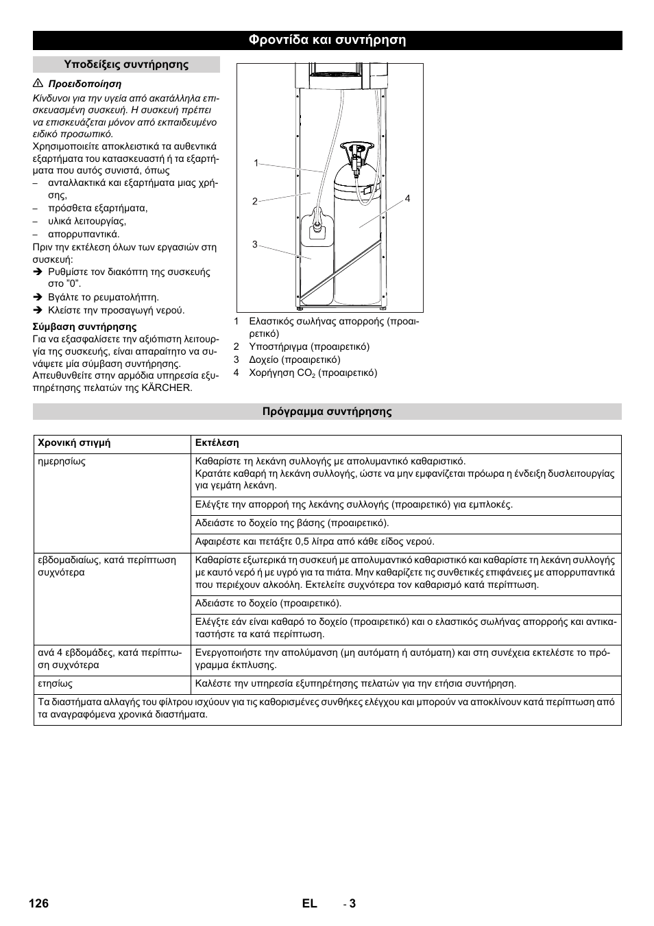 Φροντίδα και συντήρηση | Karcher WPD 100 T AC User Manual | Page 126 / 316
