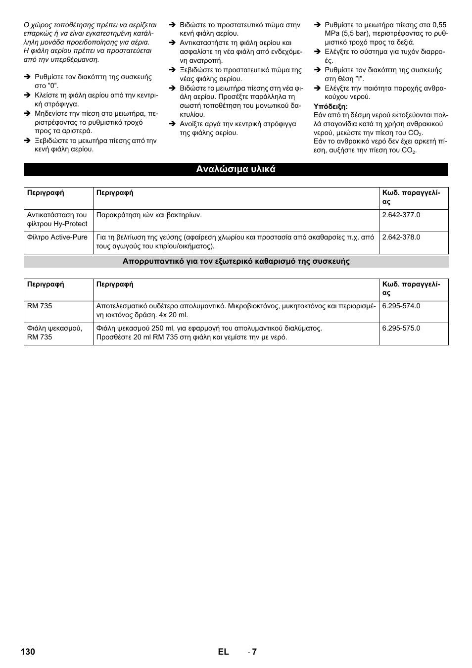 Αναλώσιμα υλικά | Karcher WPD 100 T AC User Manual | Page 130 / 316