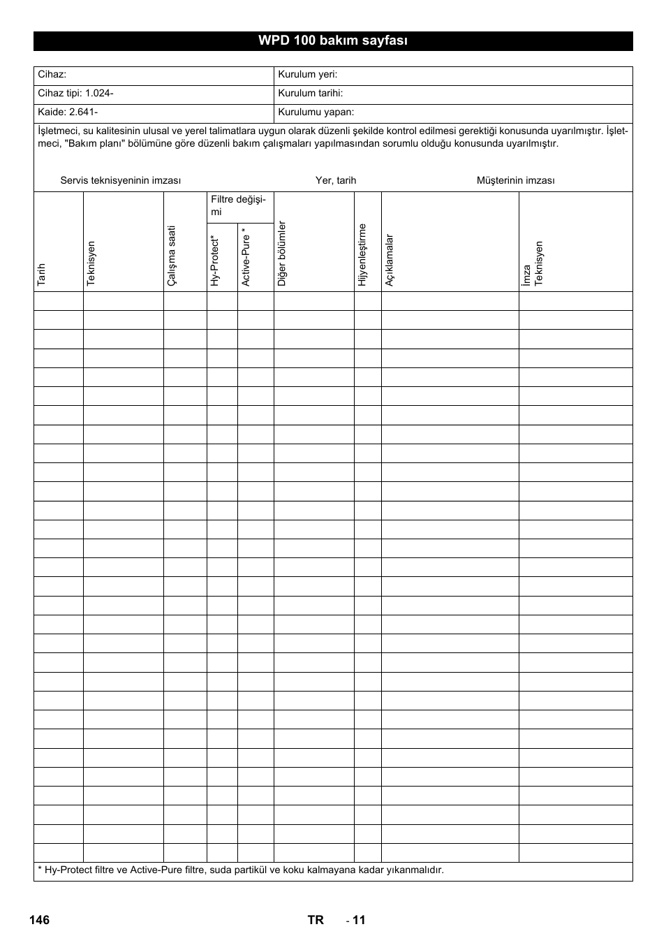 Wpd 100 bakım sayfası | Karcher WPD 100 T AC User Manual | Page 146 / 316