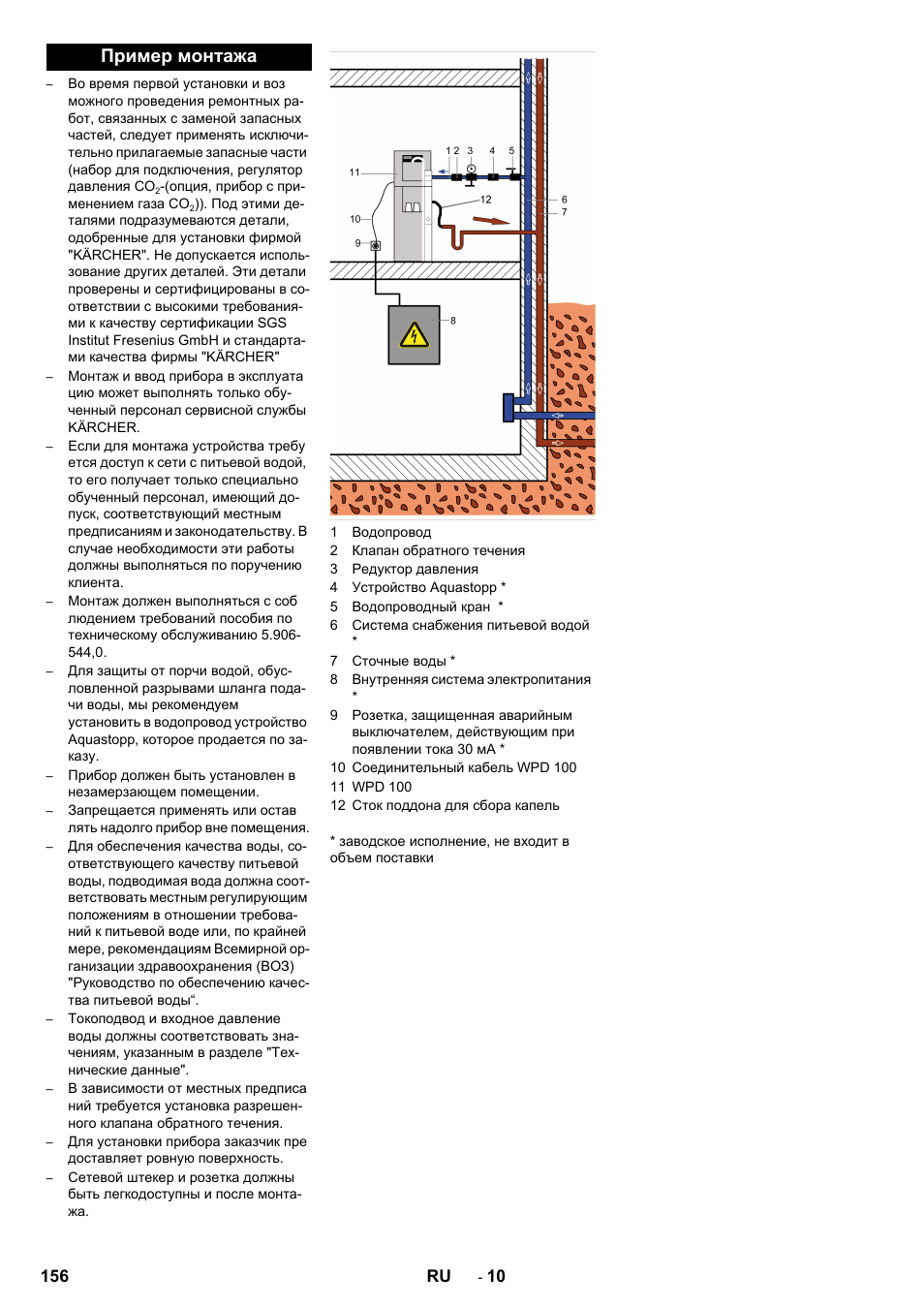 Пример монтажа, 156 ru | Karcher WPD 100 T AC User Manual | Page 156 / 316