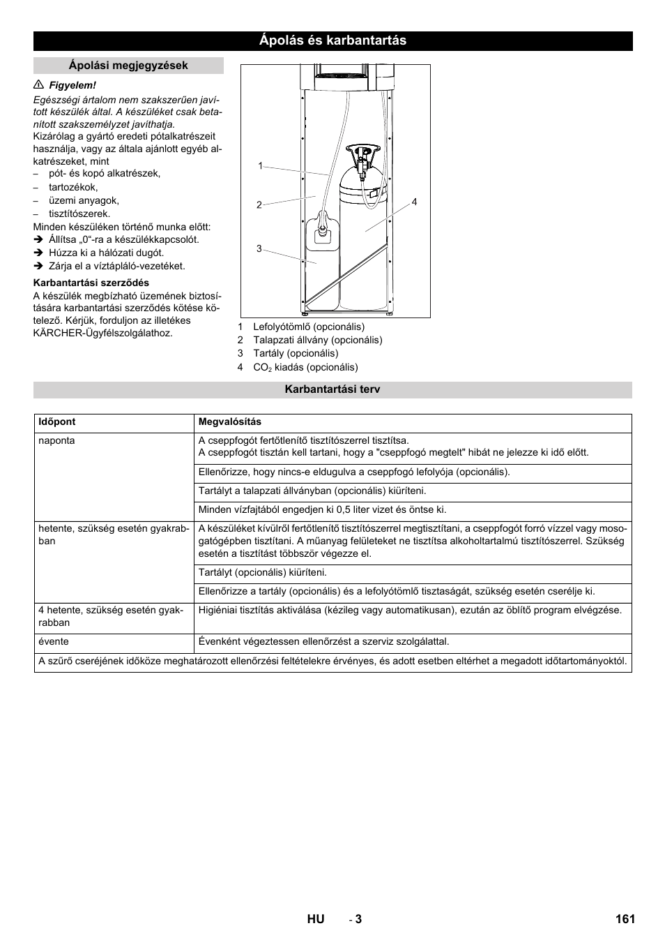 Ápolás és karbantartás | Karcher WPD 100 T AC User Manual | Page 161 / 316