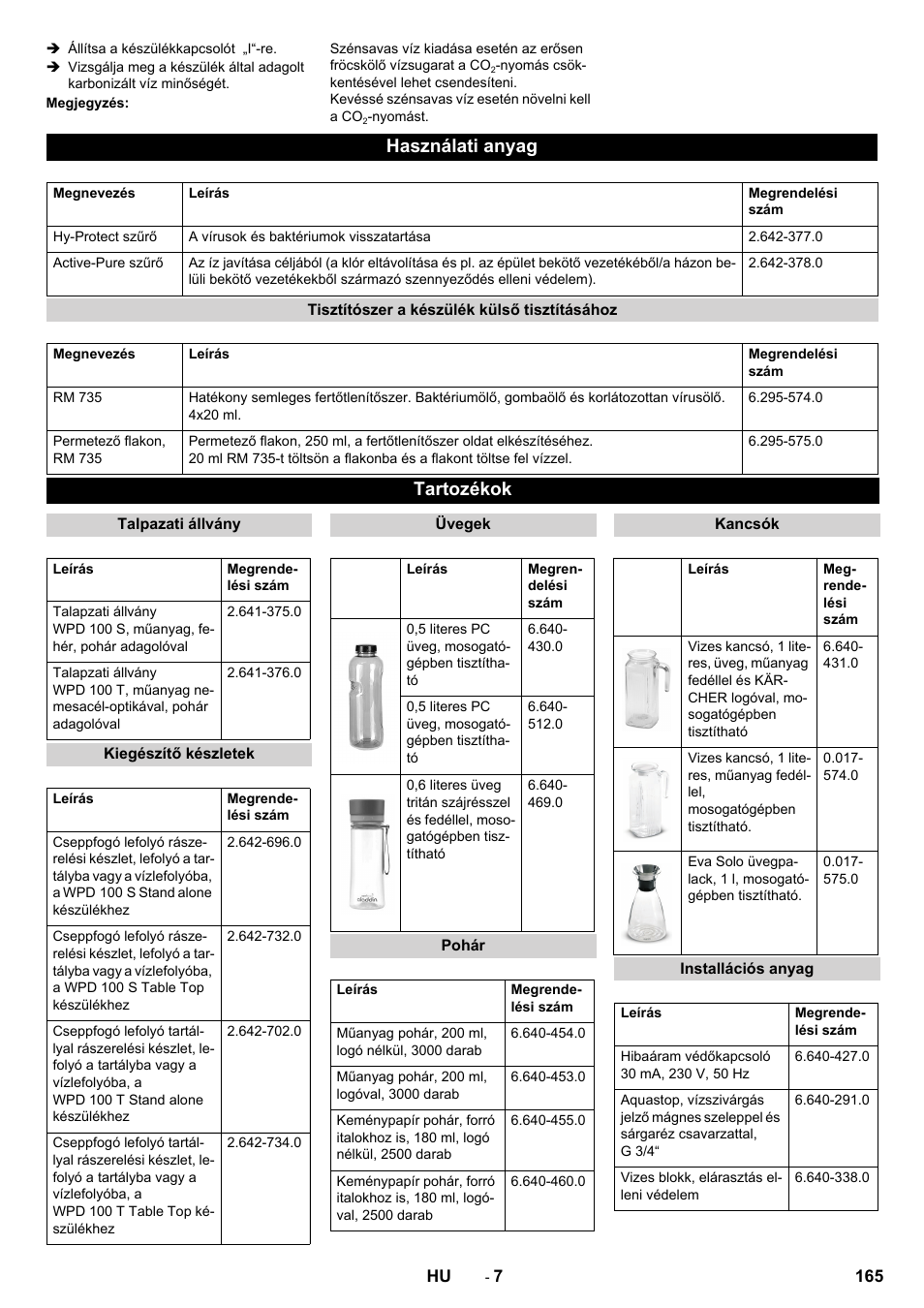 Használati anyag, Tartozékok | Karcher WPD 100 T AC User Manual | Page 165 / 316