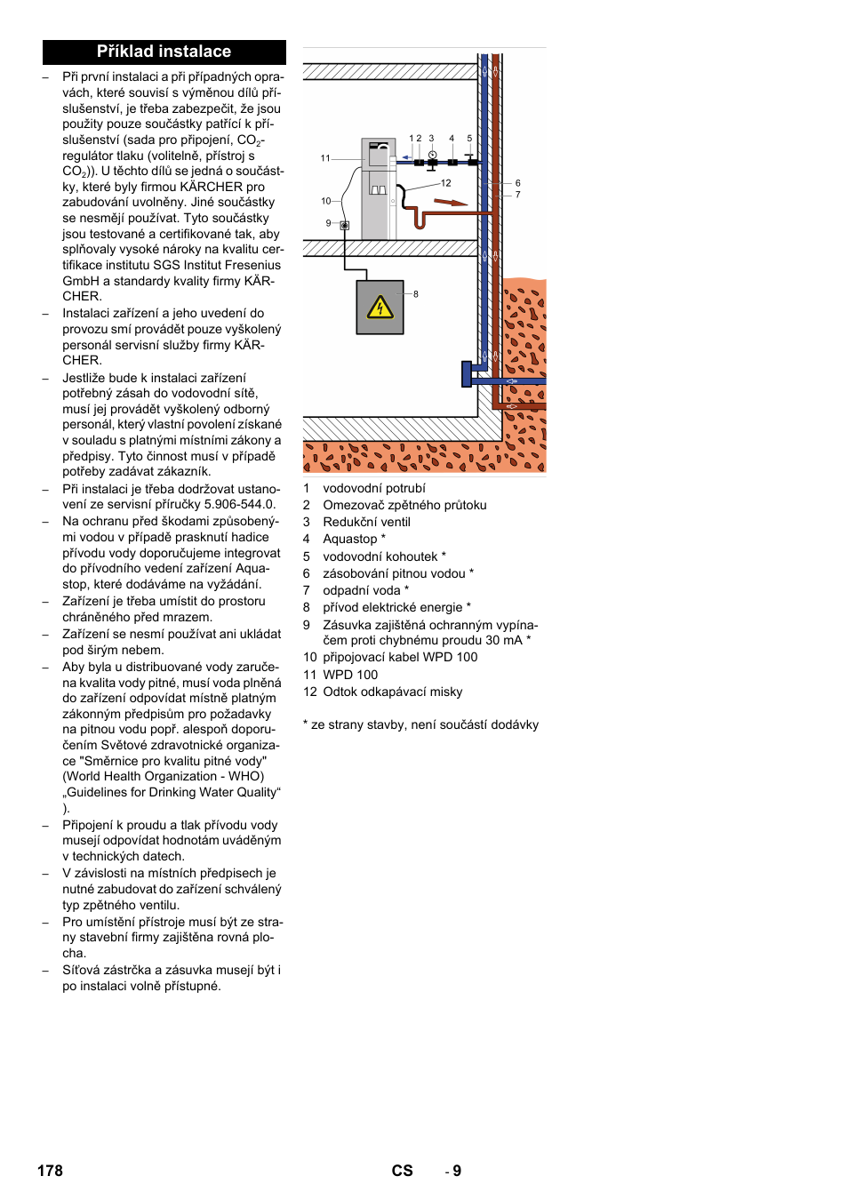 Příklad instalace, 178 cs | Karcher WPD 100 T AC User Manual | Page 178 / 316