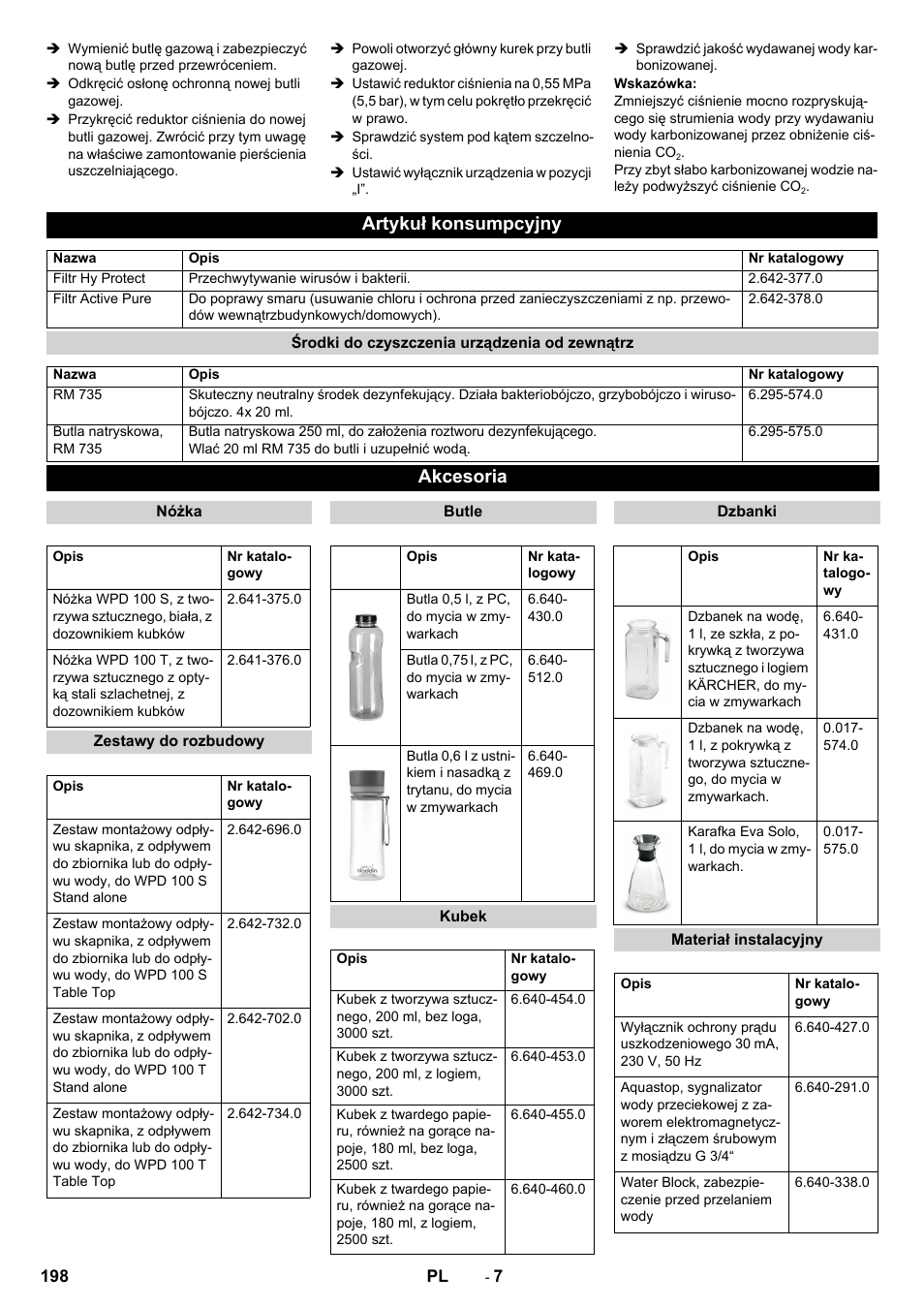 Artykuł konsumpcyjny, Akcesoria | Karcher WPD 100 T AC User Manual | Page 198 / 316