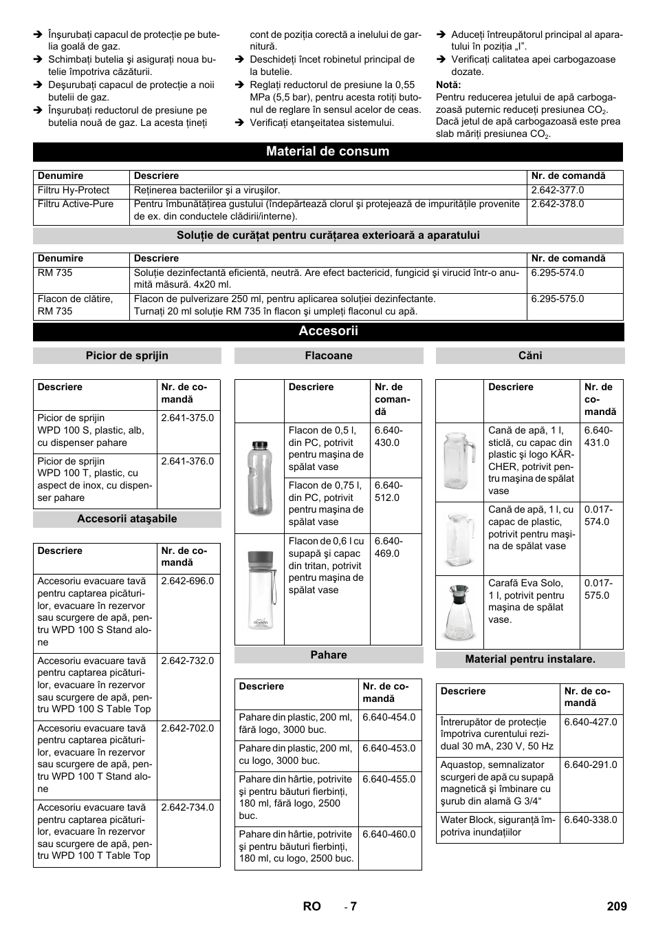 Material de consum, Accesorii | Karcher WPD 100 T AC User Manual | Page 209 / 316