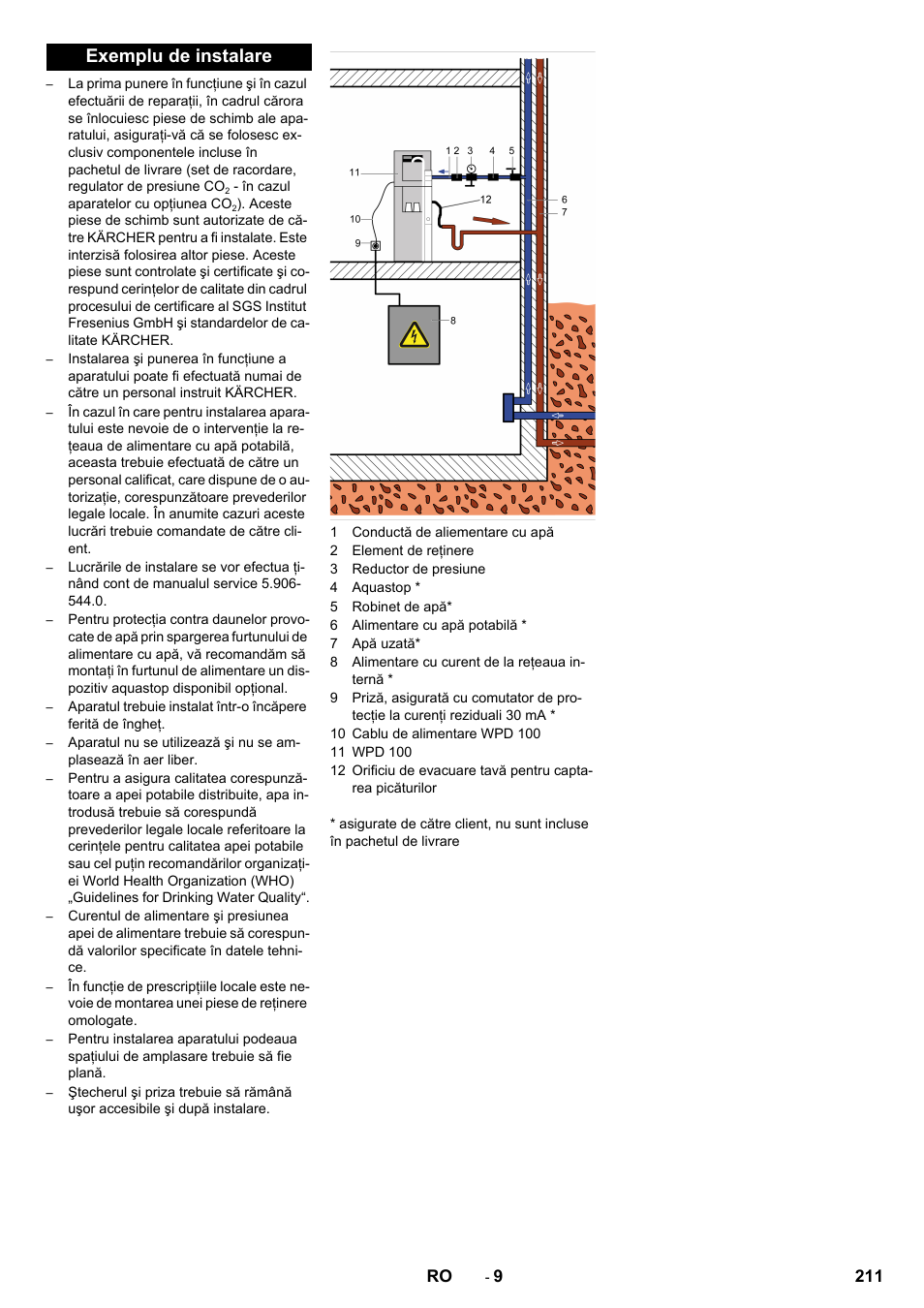 Exemplu de instalare | Karcher WPD 100 T AC User Manual | Page 211 / 316