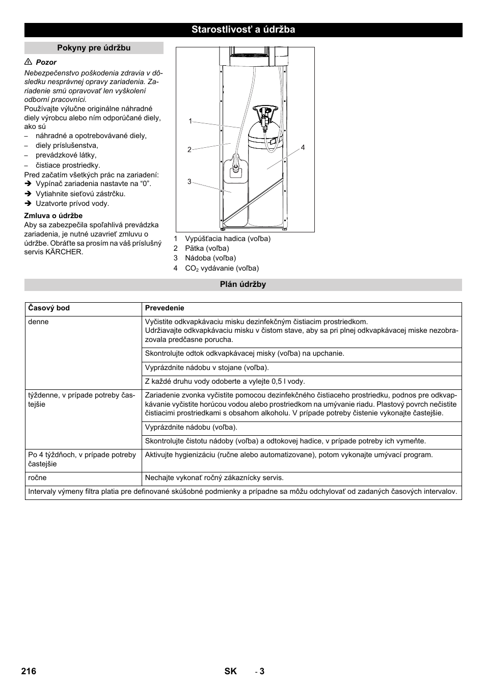Starostlivosť a údržba | Karcher WPD 100 T AC User Manual | Page 216 / 316