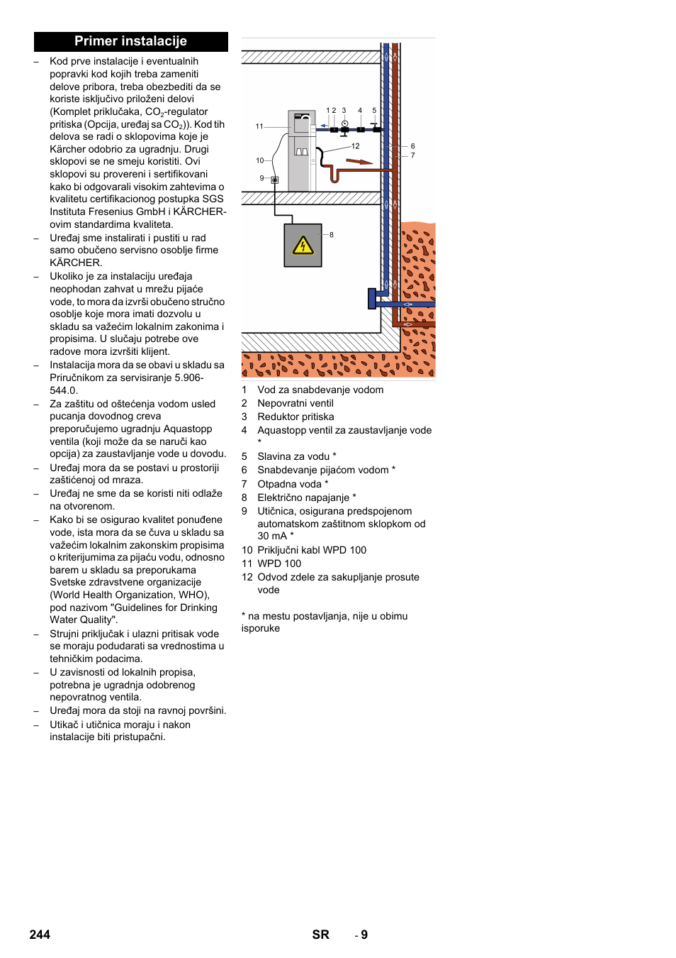 Primer instalacije | Karcher WPD 100 T AC User Manual | Page 244 / 316