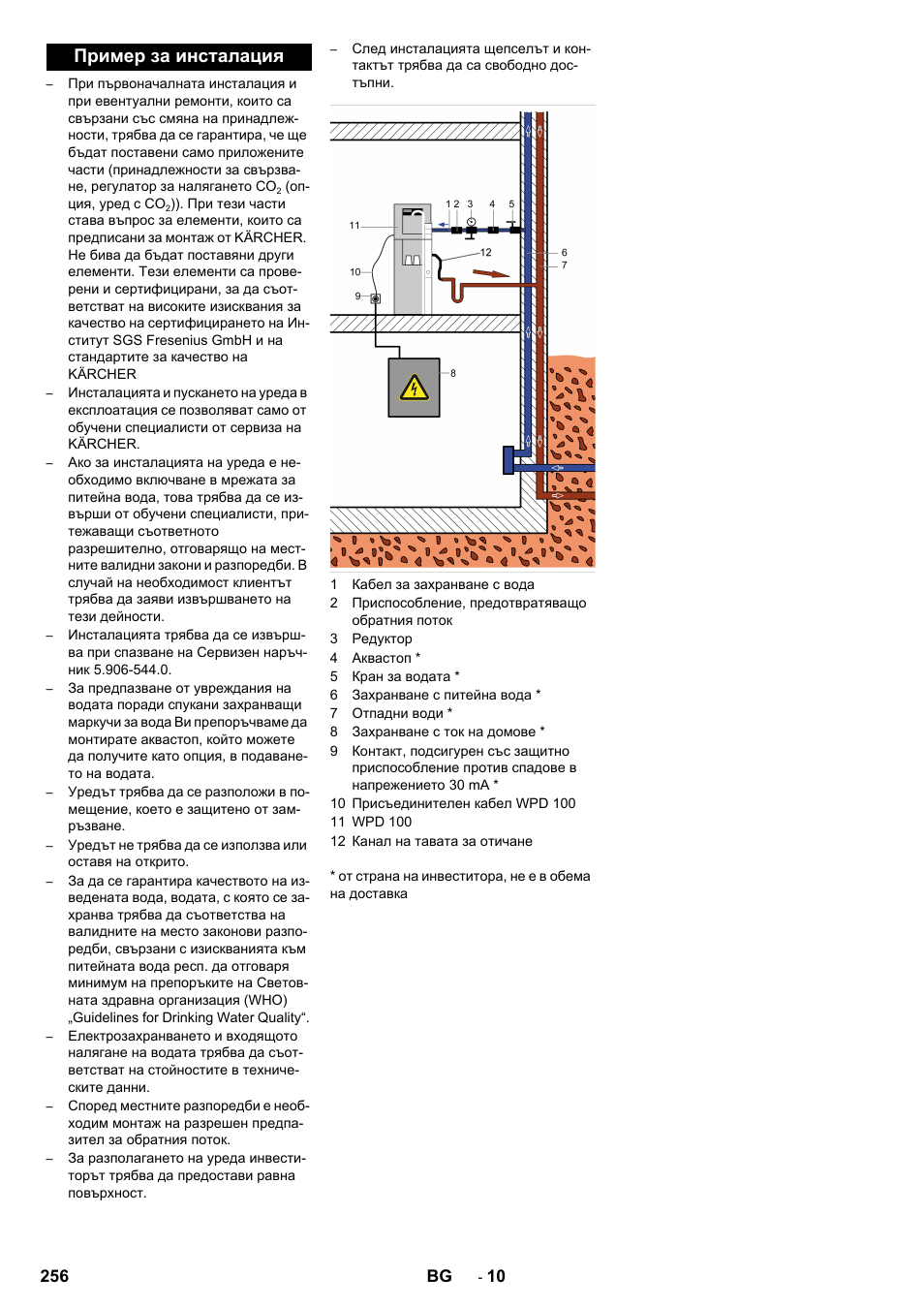 Пример за инсталация, 256 bg | Karcher WPD 100 T AC User Manual | Page 256 / 316