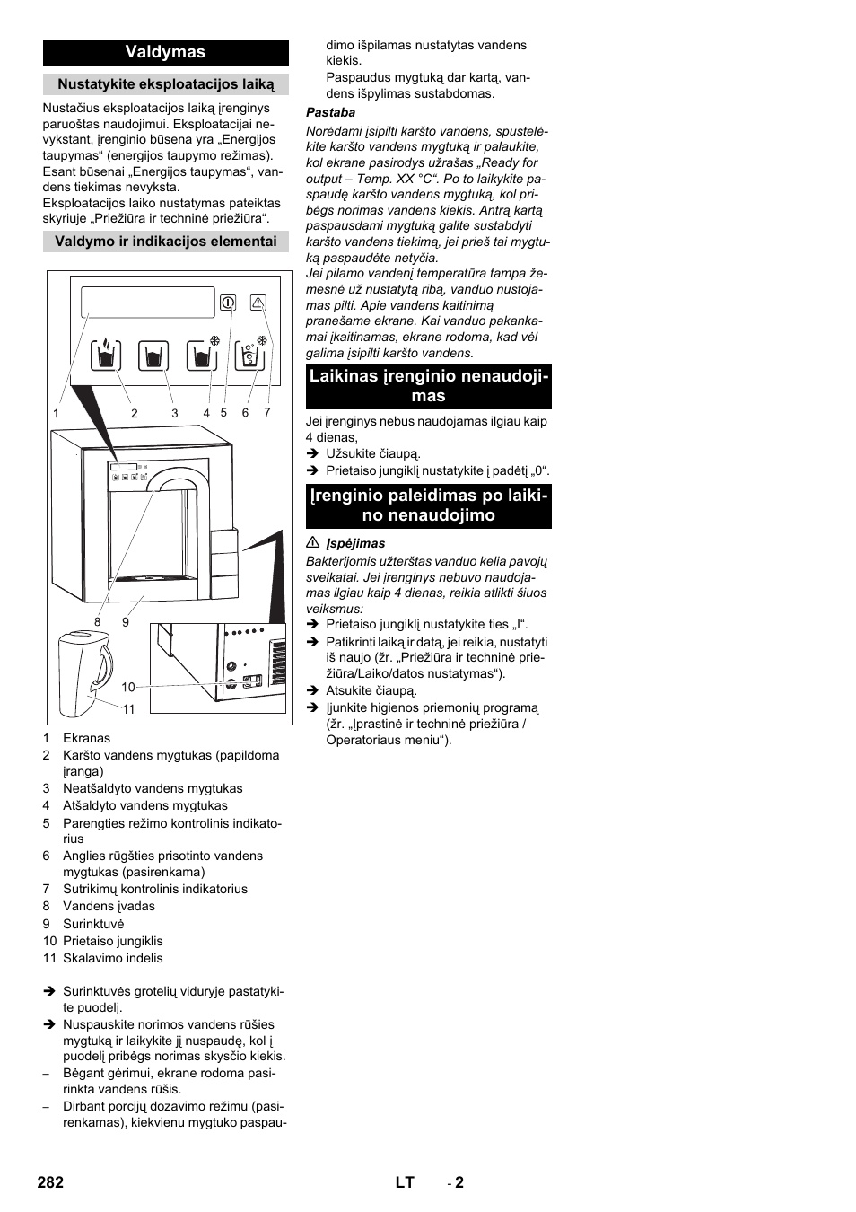 Valdymas | Karcher WPD 100 T AC User Manual | Page 282 / 316